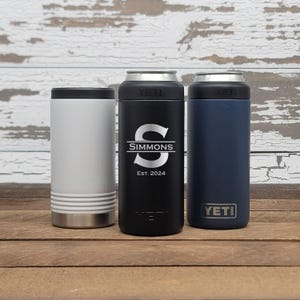 Personalized Mongram Engraved YETI Slim Colster OR Polar Camel Skinny Can Holder Energy Drink Hard Seltzer White Claw® Truly® Vizzy® SM1