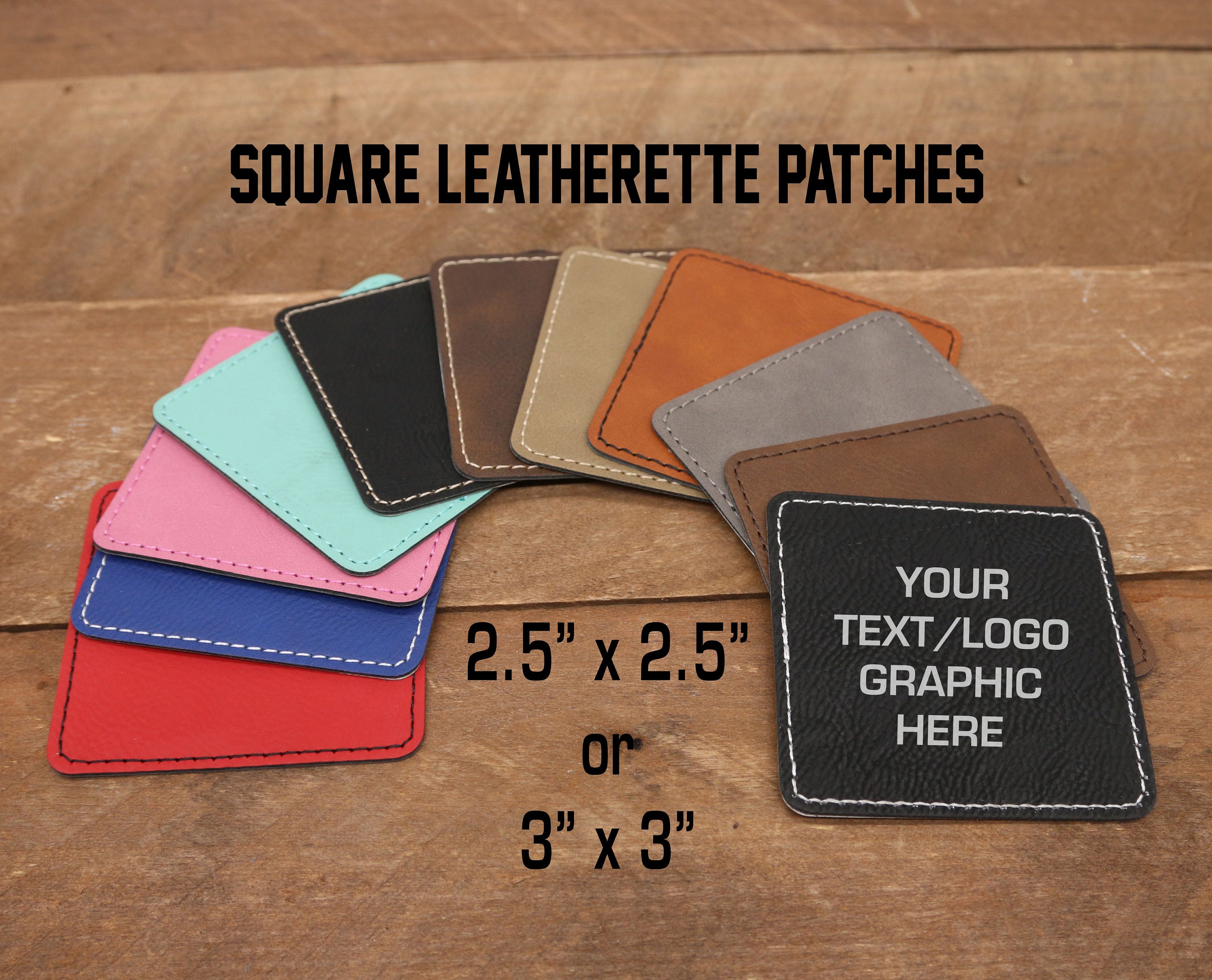 Blank Leatherette Patch Square 2.5x2.5 With Heat Adhesive, Blank
