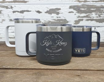 Personalized Custom Engraved YETI® 14 oz Coffee Mug or Polar Camel Mountain Range Groomsman Best Man Wedding Father of Bride Groom ML4L