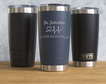 Personalized Engraved YETI® 20oz or Polar Camel 20oz  Doctor, Pediatrician, Oncology, Hospice Care, Healthcare Worker DR1