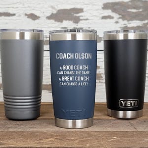 Personalized Custom Engraved YETI® 20oz Tumbler or Polar Camel 20oz Tumbler for Coach, Baseball, Football, Soccer, Coach Gift, Sports AGC1 image 1