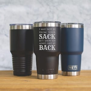Personalized Custom Engraved YETI® 30oz Tumbler or Polar Camel 30oz Tumbler Step Father Uncle Dad Grandpa Birthday Gift Sack Back Design image 1