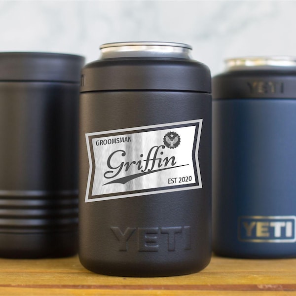 Personalized Engraved YETI® Colster or Polar Camel Can Groomsmen Gift, Best Man, Wedding Party Favor Keepsake, Father of the Bride Groom GR1