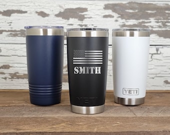 Yeti 20 oz or Polar Camel American Flag, Engraved Tumbler, Custom Insulated Cup, Patriotic Travel Mug, Gift for Him or Her, USA1