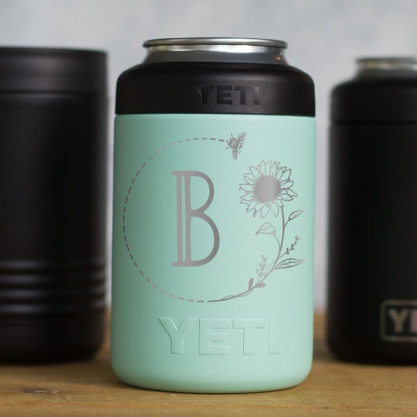 Personalized Engraved YETI® Colster or Polar Camel Can Holder Unique Gift For Her Wildflowers Bumblebee Bridesmaid Wedding Fall Outdoors SB1