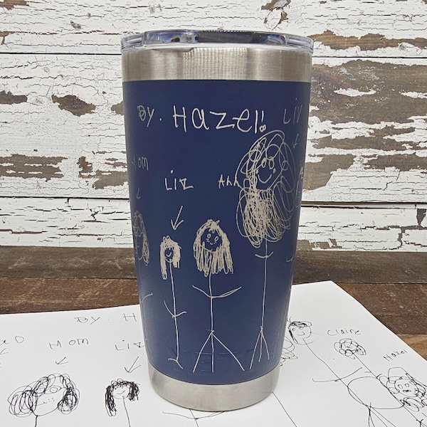 Personalized Yeti 20oz or Polar Camel 20oz, Engraved Kid’s Artwork or Handwriting, Custom Insulated Mug, Gift for Parents, Grandparents