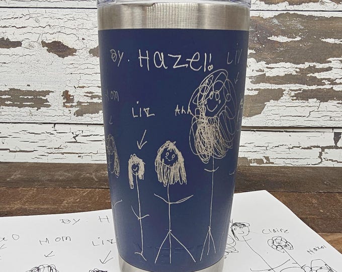 Personalized Yeti 20oz or Polar Camel 20oz, Engraved Kid’s Artwork or Handwriting, Custom Insulated Mug, Gift for Parents, Grandparents