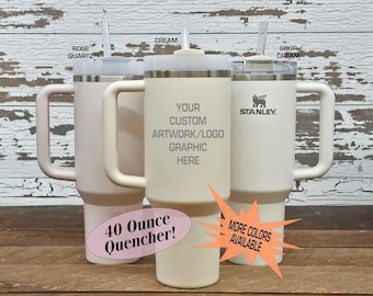 Personalized Stanley Quencher 40 oz Straw Tumbler, Engraved Insulated Cup, Custom Travel Mug, Hydration Bottle, Gift for Him or Her