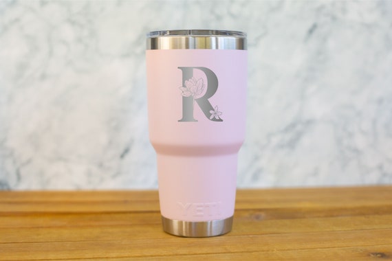 Personalized Engraved YETI® 30oz Tumbler Floral Initial, FI1