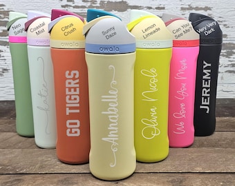 Personalized Owala FreeSip 24oz Bottle – Custom Laser Engraved Water Bottle, Gift for Him or Her, Insulated Stainless Steel Tumbler