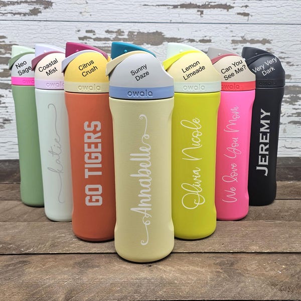 Personalized Owala FreeSip 24oz Bottle – Custom Laser Engraved Water Bottle, Gift for Him or Her, Insulated Stainless Steel Tumbler