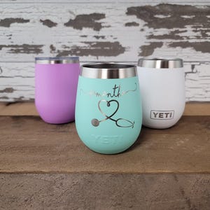 Personalized Engraved YETI® W/ Lid or Polar Camel brand Wine Tumbler Nurse, Doctor, Healthcare, Essential Worker, Graduation DR2 image 1