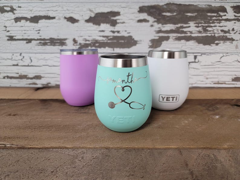 Personalized Engraved YETI® W/ Lid or Polar Camel brand Wine Tumbler Nurse, Doctor, Healthcare, Essential Worker, Graduation DR2 image 1