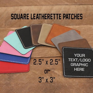 Laser Leatherette Patch Heat Apply, Adhesive Back, Hat Patch, Custom Patch, Sublimation, Custom Engraved, Apparel Patch, Square