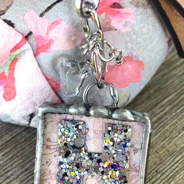 Glitter Letter "H" Keychain/Purse Charm Dangle