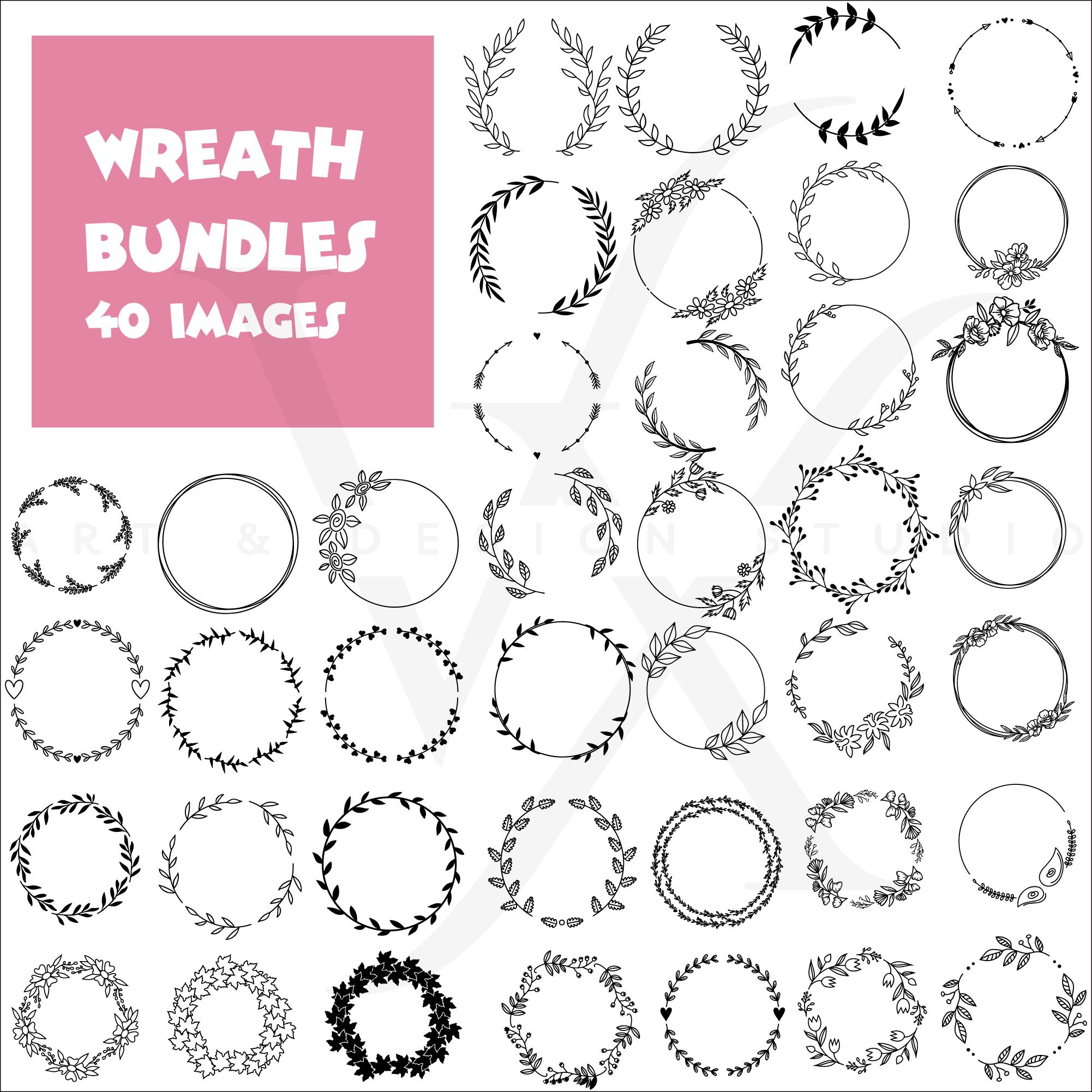 Floral Wreath SVG & PNG Bundle, Circle Laurel Frames (digital) - Etsy