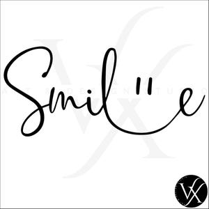 Smile, Smile Face, Inspirational, Fancy Black Cursive, Smile with Happy Face Design, Sublimation Design, Digital Download, SVG, PNG & EPS