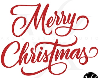 Changeable Color Merry Christmas Text SVG PNG, Cricut, Silhouette (Digital File)