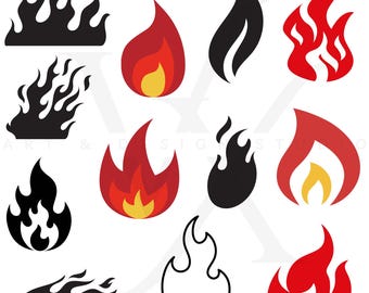 Flame Clipart, Fire SVG, Transparent PNG, Sublimation Design (Digital Download)