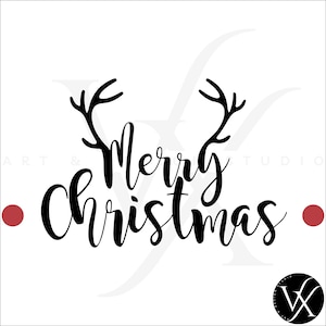 Merry Christmas SVG, Merry Christmas PNG, Merry Christmas Text, Reindeer, Christmas, Cut files for cricut, Silhouette, Sublimation Design