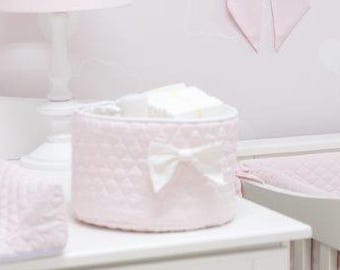 Baby Rosa Quilted Korb - Handgemachtes Kinderzimmer Organizer, Aufbewahrung aus Baumwolle