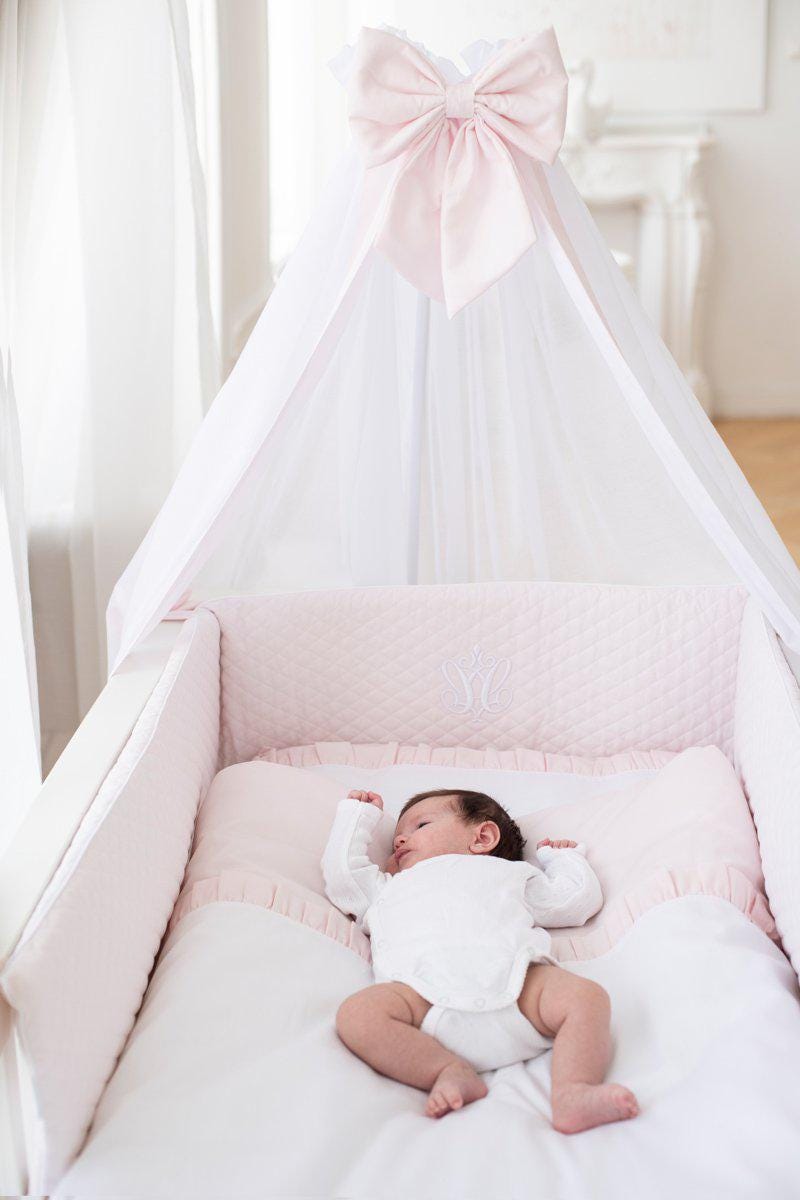 Baby bedding baby pink with emblem, Kids Duvet Cover And Pillowcase, Baby girl’s blush Bedding set for Baby or Kids, Nursery accesories