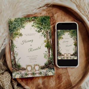 Botanischer Garten Hochzeit Einladung Vorlage, Frühlingshochzeit einladen, Kokette Hochzeitseinladung, Märchenhochzeit