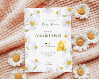 Daisy Wildflower Baby Shower Invitation: Spring Floral (Digital Invitation Template)