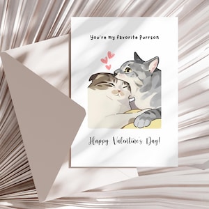 Carte de Saint-Valentin imprimable avec chat, carte d'anniversaire pour les amoureux des chats, carte d'anniversaire de chat Purrson préférée, cadeau chat pour petite amie TÉLÉCHARGEMENT IMMÉDIAT