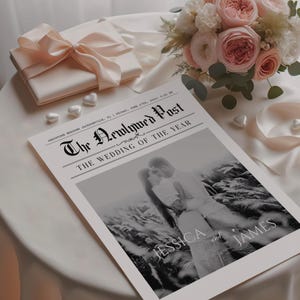 Custom Wedding Newspaper Template with Photo Editable Wedding Program Newlywed Times Editable Newspaper Itinerary