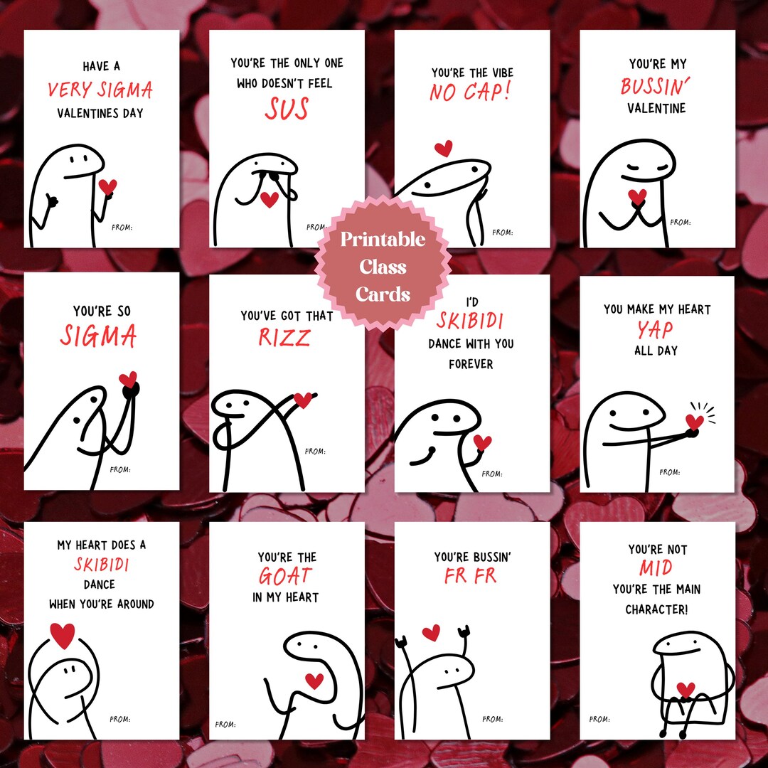 Printable Kids Funny Slang Valentines Cards, Tweens Teens School Boys ...