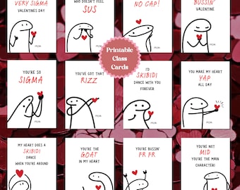 Funny Gen Z Slang Valentine Cards for Kids | Printable Classroom Valentines Card| Teen & Tween Funny Digital Download