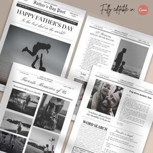 Fathers Day Flower Bouquet Wrap Newspaper Template, Custom DIY Fathers Day Newspaper, First Time Dad Gift for husband, Canva Template