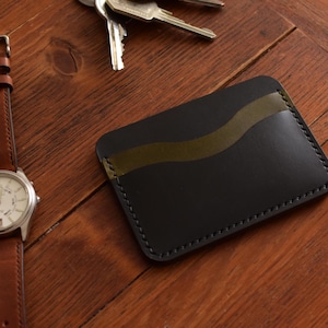 porte-cartes en cuir personnalisé portefeuille mince fait main porte-monnaie minimaliste | porte-cartes en cuir noir, cadeau pour père, cadeau pour homme