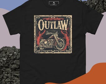 Outlaw Motorcycle Graphic Tee: Unisex Biker Style Cotton T-Shirt