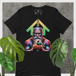 Ariki Brand Maori God Unisex Tees: Chic, Maori-Inspired &quot;Tāne&quot; Design with Vibrant Colors, Smart, Stylish & Comfortable for All. Shop Now!