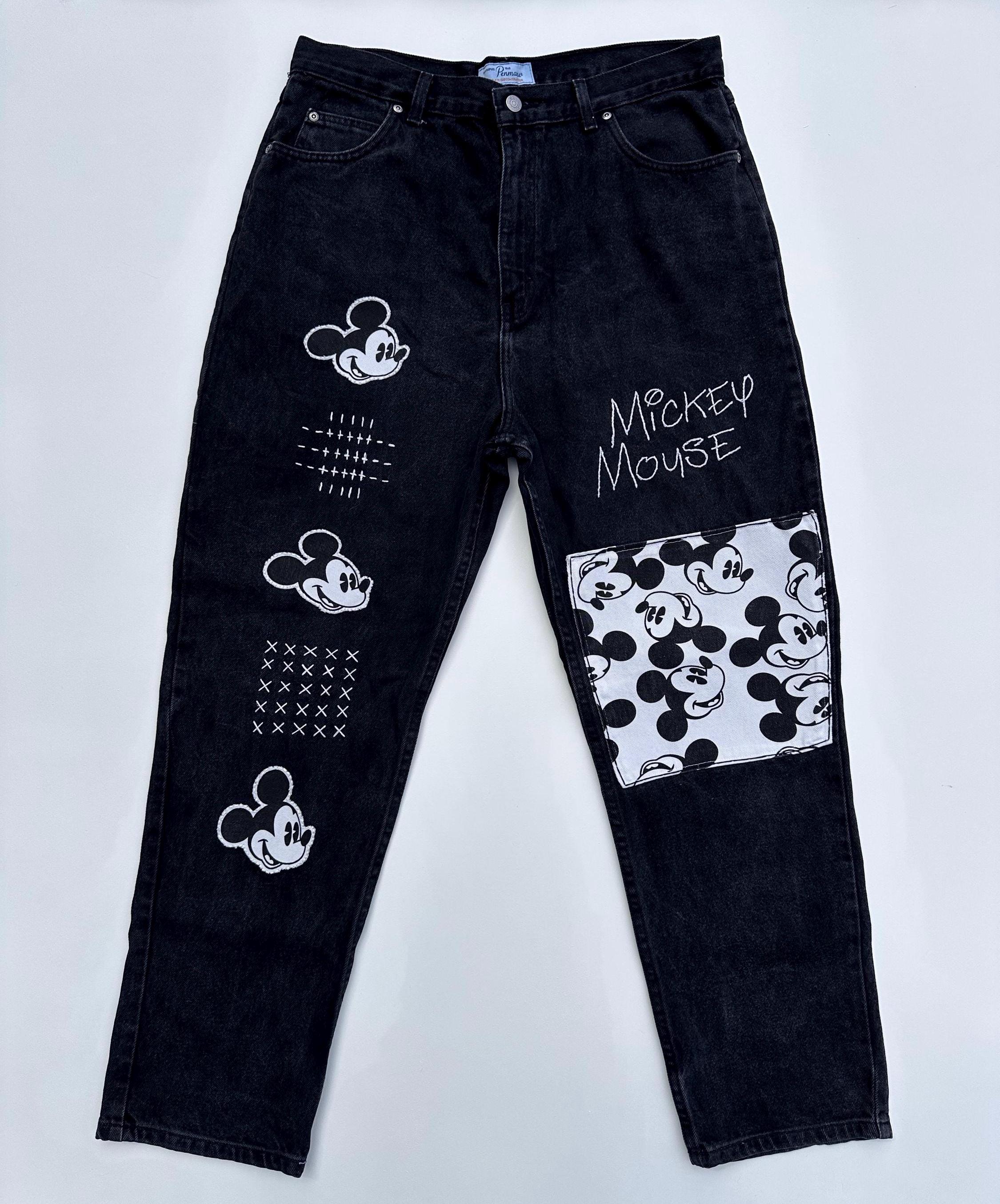 CandyStripper☆ MICKEY SARROUEL JEANS Mickey Mouse Adult Jeans - Etsy