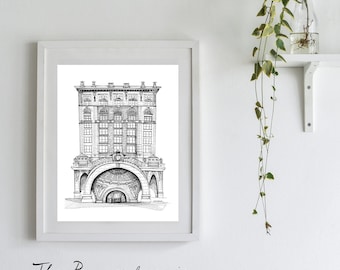 The Pennsylvanian | Pittsburgh Drawing | Pen and Ink wall Art by KLoRebel