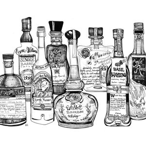 Top Shelf Bourbon | Pittsburgh Drawing | Pen and Ink wall Art by KLoRebel