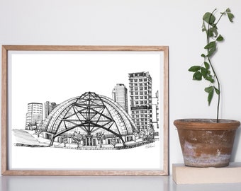 Civic Arena | Pittsburgh Drawing | Pen and Ink wall Art by KLoRebel