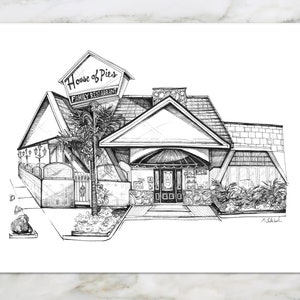 House of Pies I Los Angeles Drawing | Pen and Ink wall Art by KLoRebel