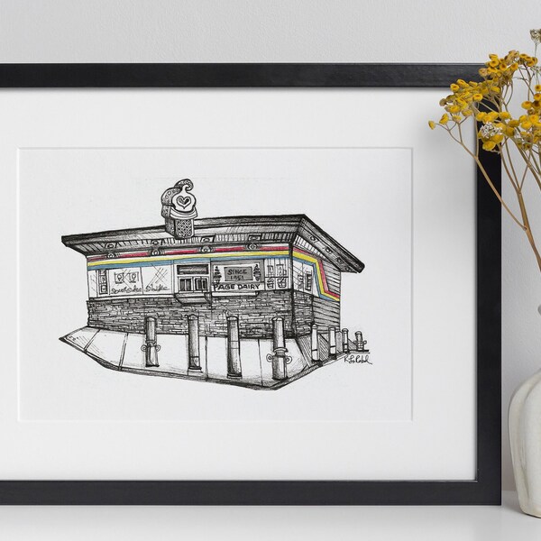 Page's Dairy Mart - Southside | Pittsburgh Drawing | Pen and Ink wall Art by KLoRebel