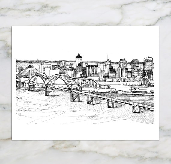 Memphis | Tennessee Drawing | Wall Art by Klorebel - Etsy