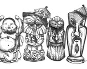 Tiki Drinks - Beach Vacation Summer Cocktails - little umbrellas - Buddha - Polynesian Pineapple Rum Mai Tai - Luau Party