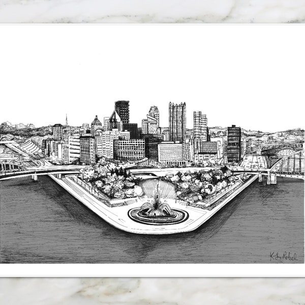 The Point | Pittsburgh Drawing | Pen and Ink wall Art by KLoRebel