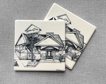 Los Angeles Landmarks | Sandstone Coaster set | Pen and Ink artwork by KLoRebel