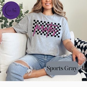 Piratenschool mascotte shirt, voetbal T-shirt middelbare school geest T-shirt school sport spel dag moeder shirt gepersonaliseerde schoolkleuren jeugd sport