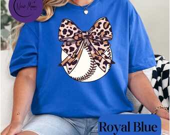 Coquette Baseball T-Shirt for Moms, Cheetah Bow Baseball, Game Day Shirt, Baseball Mama Shirt, Sports Mom, Sports Tee, Cute Baseball Tee