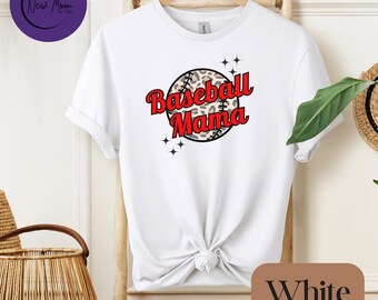 Cheetah Baseball Mama  T-Shirt for Moms, Perfect for Game Day, Tailgating Events, Baseball Mom Shirt, Baseball Mom Game,  Mom Game Day