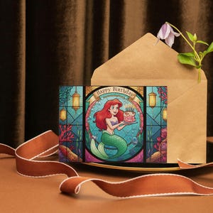 Ensemble de cartes postales d'anniversaire La Petite Sirène | Paquet de 7 pièces | Cartes et invitations d'anniversaire Ariel